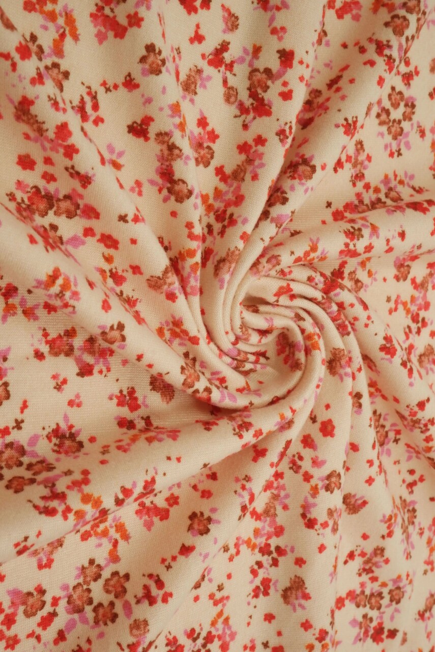 DTY Brushed Ditsy Stretch Knit Floral Fabric, 96% Polyester, 58/60" Wide